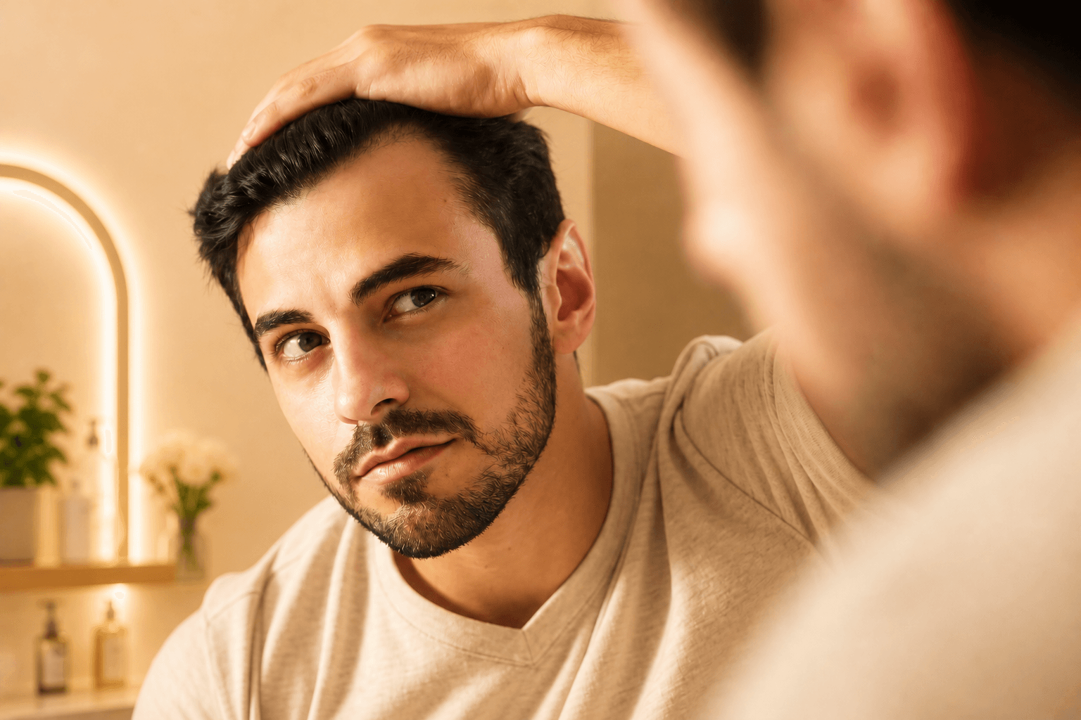Hair restoration progress at month 9